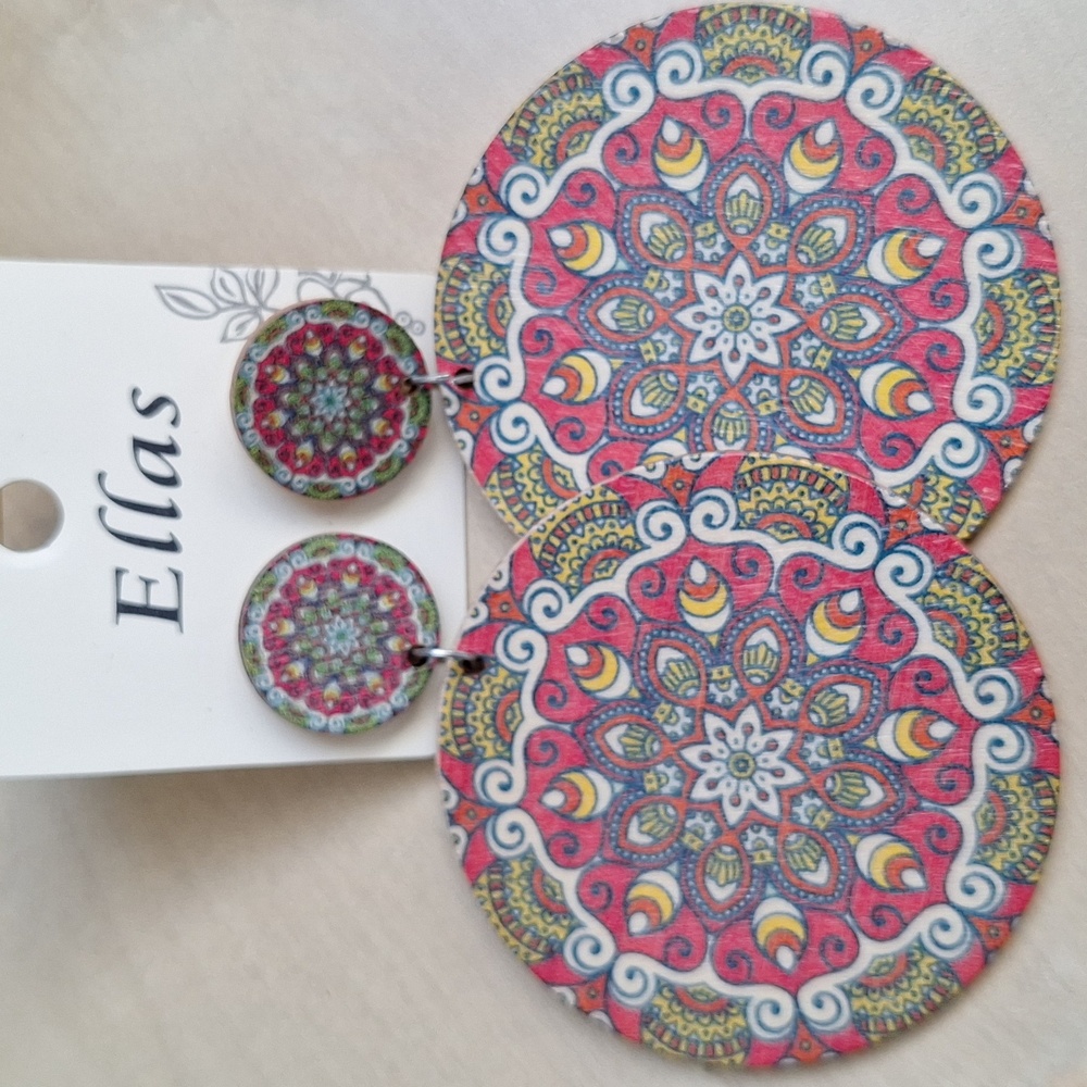 3 for $15 Colorful Mandala Festival Statement Earrings